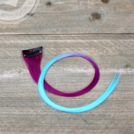 Hairextension clip-inn: Dark Fuchsia/ Light Blue