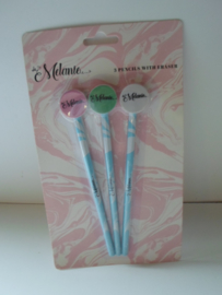 Melanie 3 potloden met gum afm 26 x 15 cm prijs per pakje
