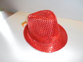 hoed glitter rood afm 28x24 cm prijs per stuk