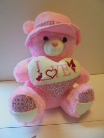 pluche beer love licht roze 55 cm prijs per stuk