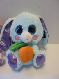 pluche konijn met glitter ogen 2 kleur  26 cm prijs per stuk