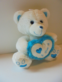 pluche beer blauw  Y love U 32 cm prijs per stuk