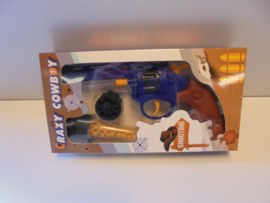 Crazy Cowboy balletjes & klapper pistool 22 x 12 cm prijs per stuk
