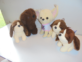 pluche hond  set T30 - 5 stuks 17-25 cm prijs per set a 5 stuks
