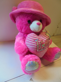 pluche beer love donker roze 55 cm prijs per stuk