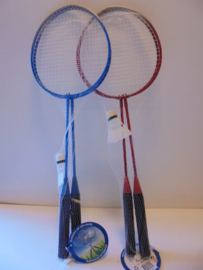 Badminton set met shuttle 65 cm rood blauw prijs per set