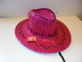 Cowboy hoed paars  afm 36x28 cm prijs per stuk