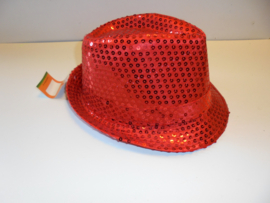 hoed glitter rood afm 28x24 cm prijs per stuk