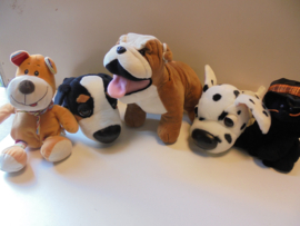 pluche hond set  B14 - 5 stuks 20-30 cm prijs per set a 5 stuks