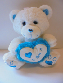 pluche beer blauw  Y love U 32 cm prijs per stuk