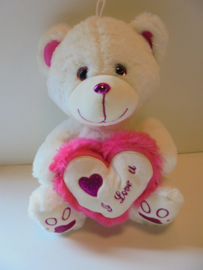 pluche beer roze Y love U 32 cm prijs per stuk