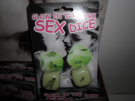 Glow in the Dark Sex Dace (dobbelstenen)  prijs per display a 24 stuks