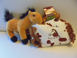 Toy Toys pluche I love my horse in tas wit 24 cm prijs per stuk