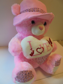 pluche beer love licht roze 55 cm prijs per stuk