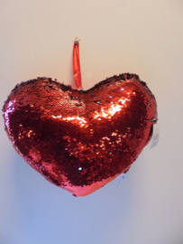 valentijn pluche hart  met 2 kleuren gliter pailletten 32x32 cm prijs per stuk