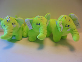 pluche olifant Neon groen 20 cm  prijs per stuk