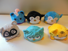 pluche dier knuffels omkeerbaar 16 x 14 cm prijs per stuk