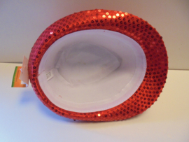 hoed glitter rood afm 28x24 cm prijs per stuk