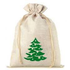 Kado zak jute met kerstboom