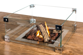 Glazen ombouw Cocoon Table inbouwbrander vierkant groot