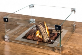 Glazen ombouw Happy Cocoon Table Inbouwbrander vierkant