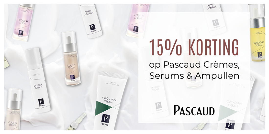 15% korting op alle Pascaud crèmes, serums en ampullen