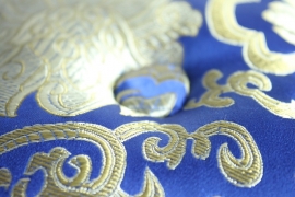 Klankschaal kussen blauw en goud - klein