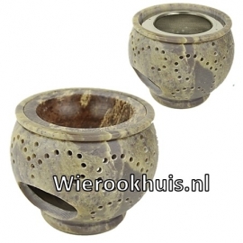 Wierookbrander en olieverdamper zeepsteen - 9 cm