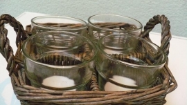 rotan minitray met 4 potjes