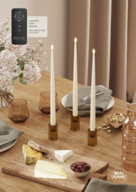 2 stuks Deluxe Homeart LED Glanzende Dinerkaars met Real Flame - vele kleuren
