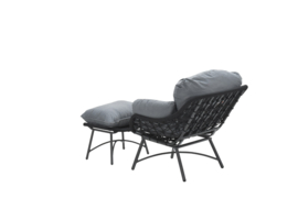 Garden Impressions Logan fauteuil met voetenbank zwart