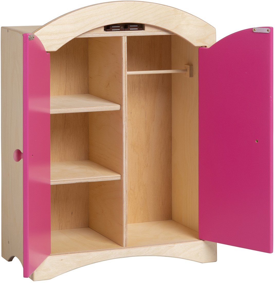 Van Dijk Toys houten speelgoed Poppenkledingkast Roze