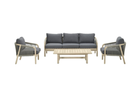 Santos Loungeset - 5-persoons - Donkergrijs - Acacia hout