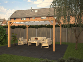 Pergola 324x324 met Harmonicadoek Arctic White