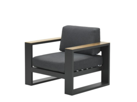 Cube lounge fauteuil zwart met teak