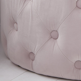 Pastel Roze Tufted Velvet Poef