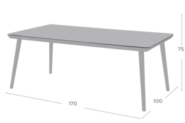 Hartman Sophie Studio HPL Tuintafel Misty Grey 170x100cm