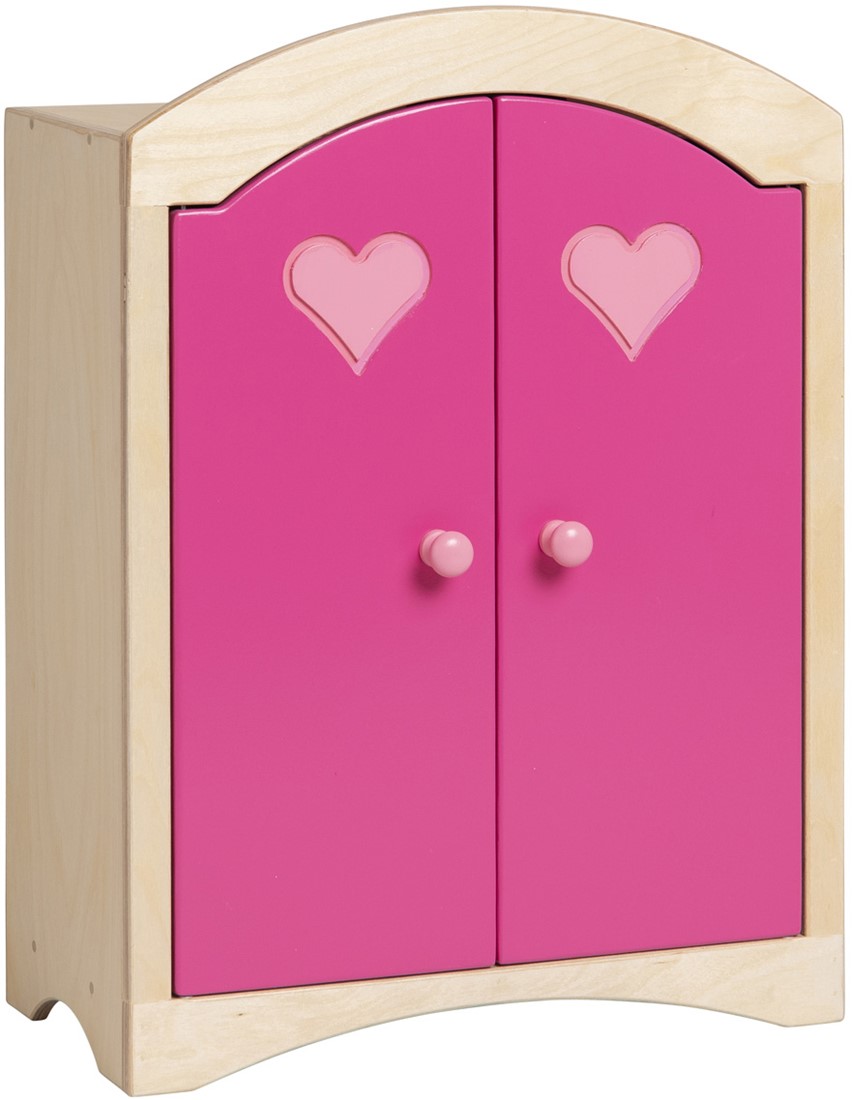 Van Dijk Toys houten speelgoed Poppenkledingkast Roze