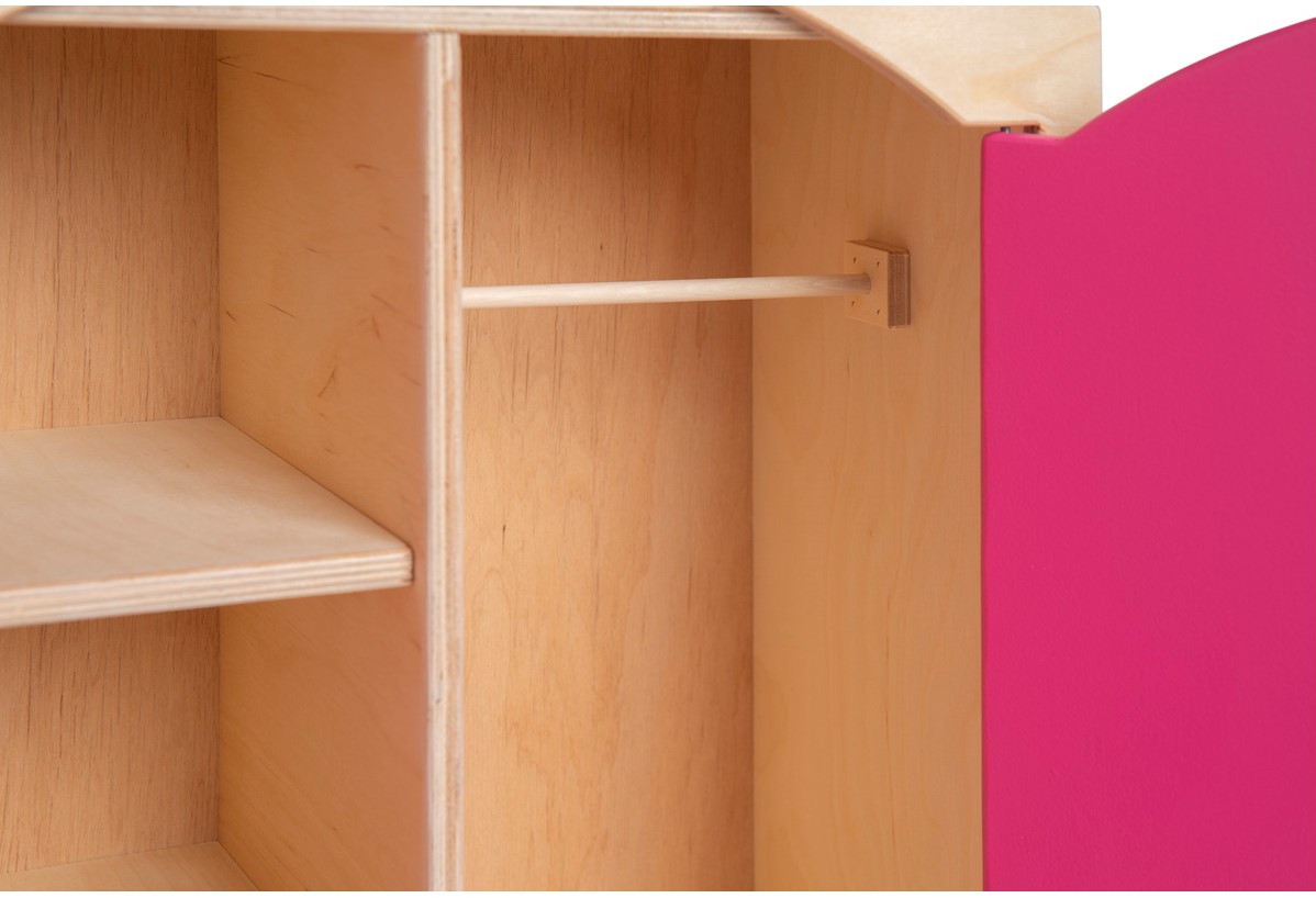 Van Dijk Toys houten speelgoed Poppenkledingkast Roze