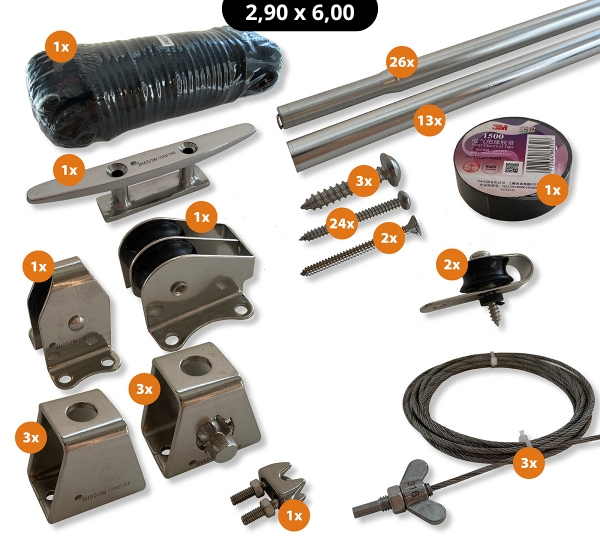 Harmonicadoek 2,90 meter breed met bevestigingsset