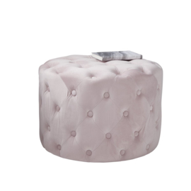 Pastel Roze Tufted Velvet Poef