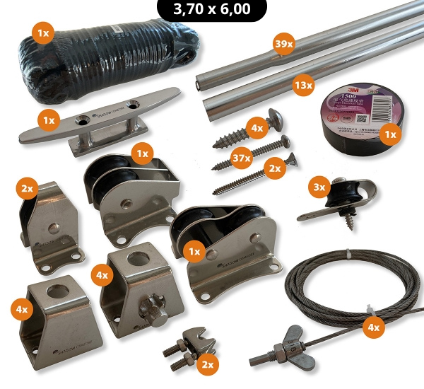 Harmonicadoek 3,70 meter breed met bevestigingsset