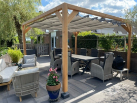 Pergola 324x324 met Harmonicadoek Arctic White