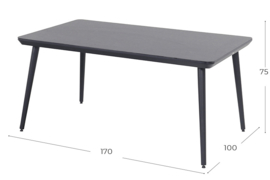 Hartman Sophie Studio HPL Tuintafel Carbon Black 170x100cm