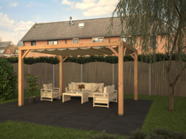 Pergola 324x324 met Harmonicadoek Sahara Sand