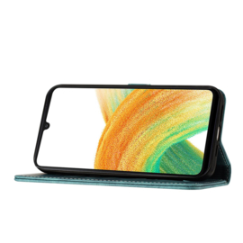 BookCover Hoes Etui voor Samsung Galaxy A56 - A36  -  Vlinders en Kat  - Groen  - Reliëf