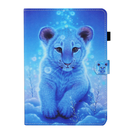 Luxe Bescherm-Etui Hoes Map voor iPad Mini 6 - Mini 7   -    Tijger Welp  -  Blauw