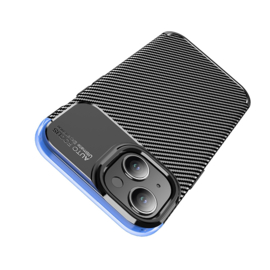 Luxe TPU Carbon  Bescherm-Hoes Cover Skin voor iPhone 15      Zwart