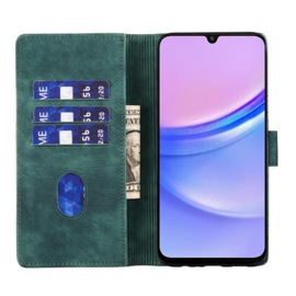 BoekCover Hoes Etui voor Samsung Galaxy A37 - A36 - A56  -  Kat en Hart  - Groen  - Reliëf