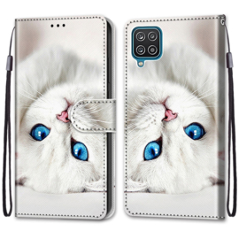 BookCover Hoes Etui voor Samsung Galaxy A12    Witte Kat